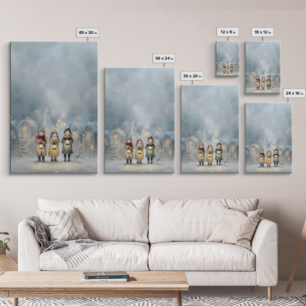 Lantern Carolers – Framed Canvas Print – Christian Wall Art – Christmas Art – Christian Art Canvas – Christian Christmas Art