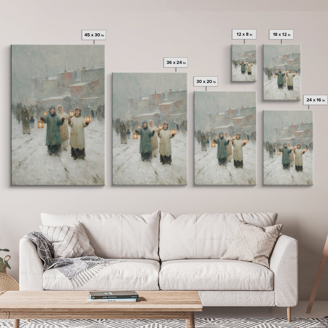 Snowy Companions – Framed Canvas Print – Christian Art Canvas – Christmas Wall Art – Christian Christmas Art – Christian Decor