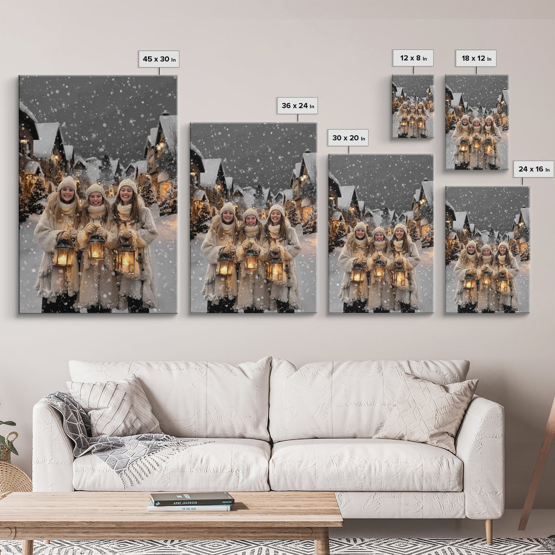 City Lanterns – Framed Canvas Print – Christian Wall Art – Christian Art Canvas – Christmas Art – Vintage Christmas Art