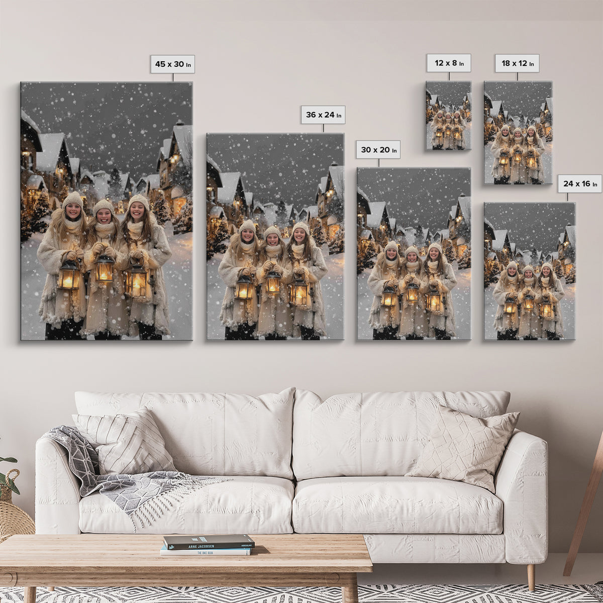 City Lanterns – Framed Canvas Print – Christian Wall Art – Christian Art Canvas – Christmas Art – Vintage Christmas Art