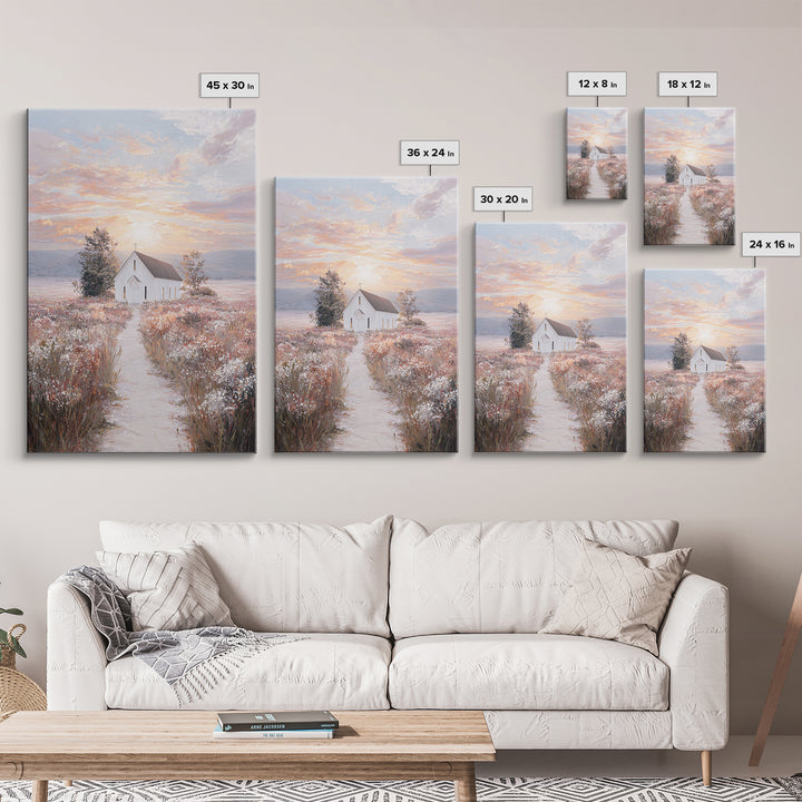 Sunrise Chapel – Framed Canvas Print – Christian Wall Art – Christian Art Canvas – Christian Painting – Christian Decor