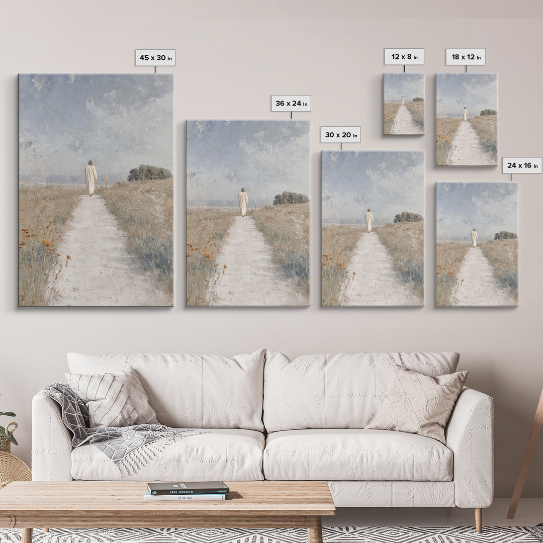 Meadow Journey – Framed Canvas Print – Christian Wall Art – Christian Art Canvas – Christian Painting – Minimalist Christian Art