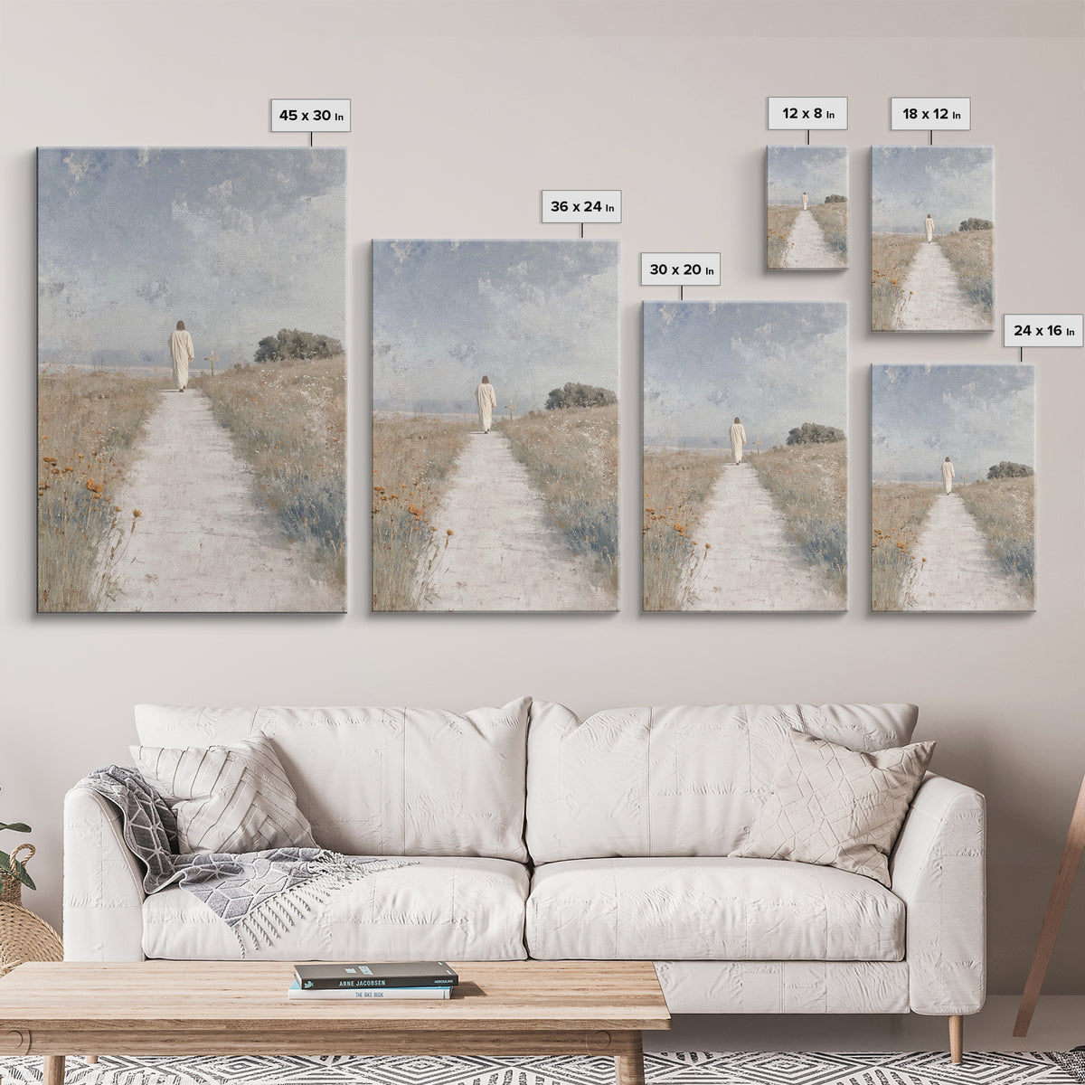 Meadow Journey – Framed Canvas Print – Christian Wall Art – Christian Art Canvas – Christian Painting – Minimalist Christian Art