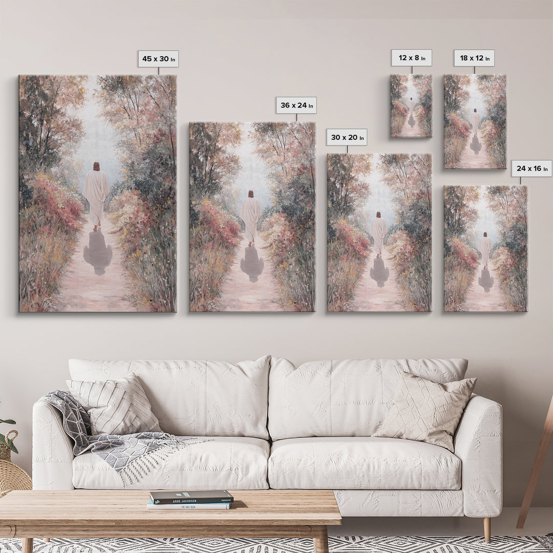 Autumn Walk Light – Framed Canvas Print – Christian Art Canvas – Christian Wall Art – Christian Art Painting – Modern Christian Painting