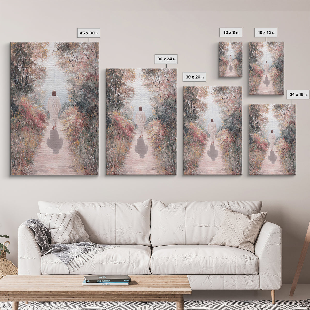 Autumn Walk Light – Framed Canvas Print – Christian Art Canvas – Christian Wall Art – Christian Art Painting – Modern Christian Painting