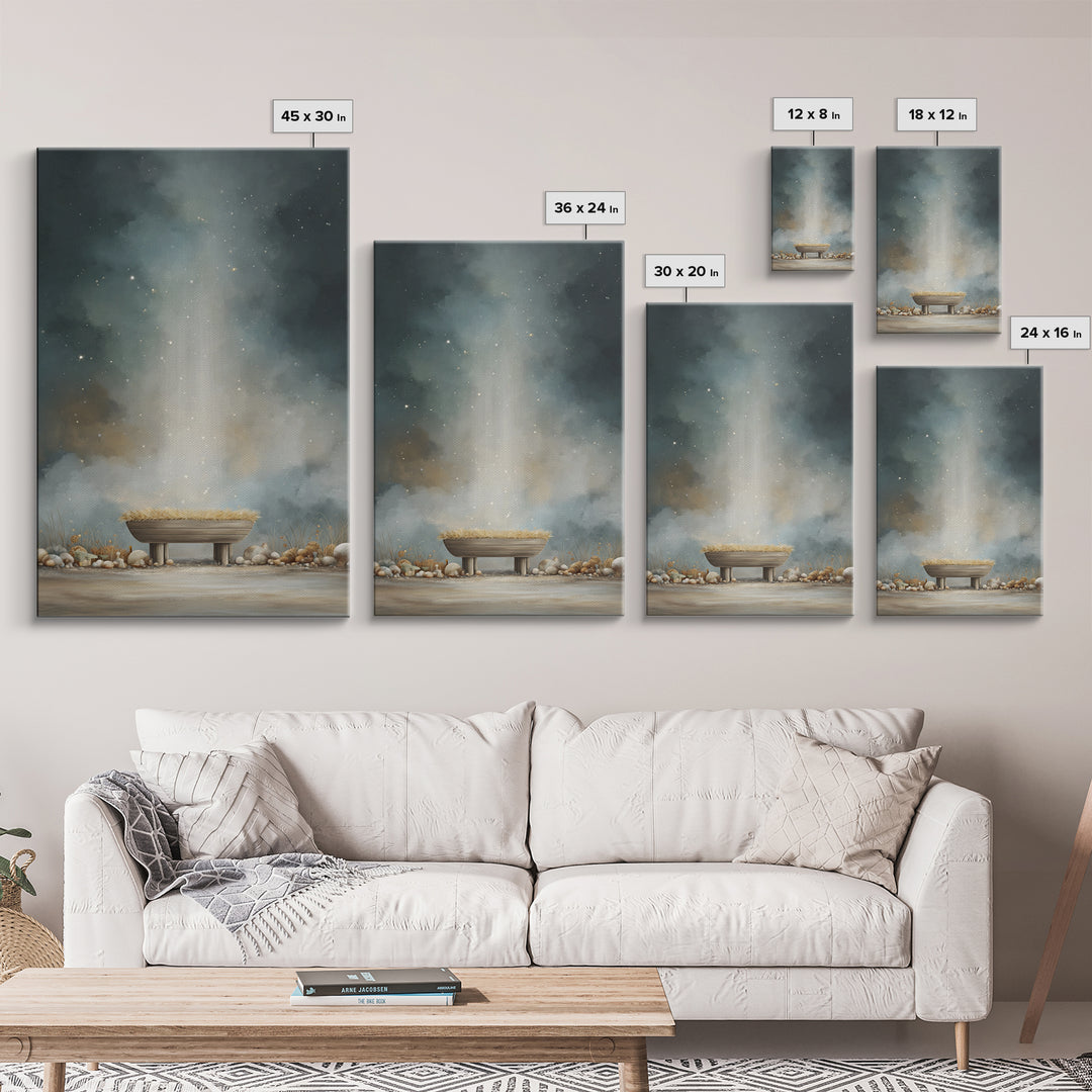 Holy Manger Light – Framed Canvas Print – Christian Wall Art – Christian Art Canvas – Christmas Art – Christian Christmas Art