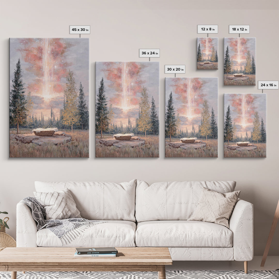 Celestial Birth Glory – Framed Canvas Print – Christian Wall Art – Christmas Art – Christian Art Canvas – Christian Christmas Art