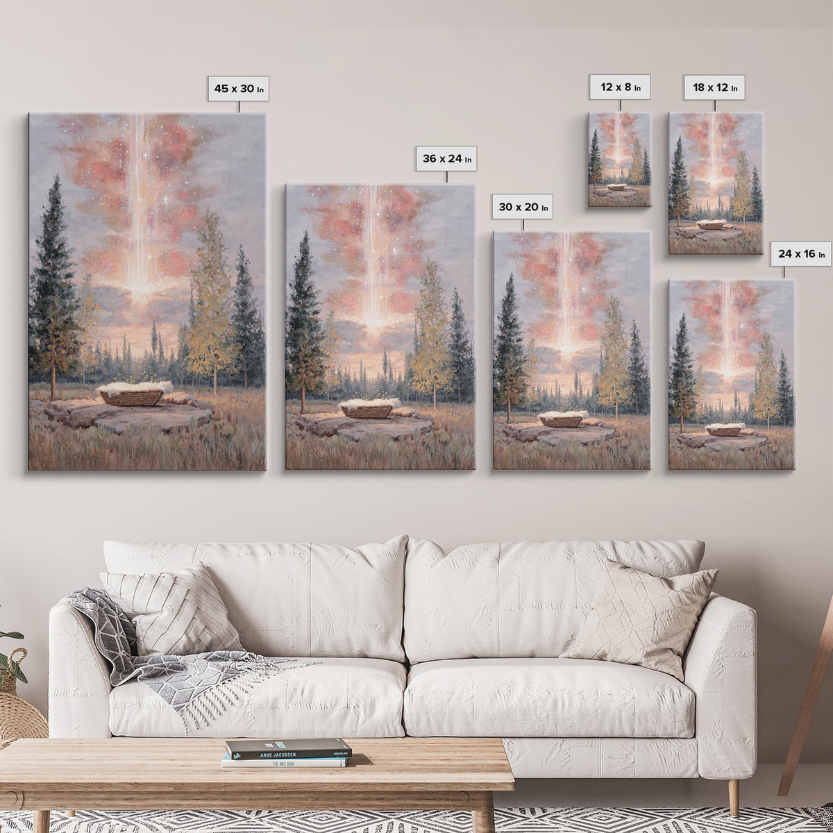 Celestial Birth Glory – Framed Canvas Print – Christian Wall Art – Christmas Art – Christian Art Canvas – Christian Christmas Art