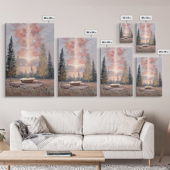 Celestial Birth Glory – Framed Canvas Print – Christian Wall Art – Christmas Art – Christian Art Canvas – Christian Christmas Art