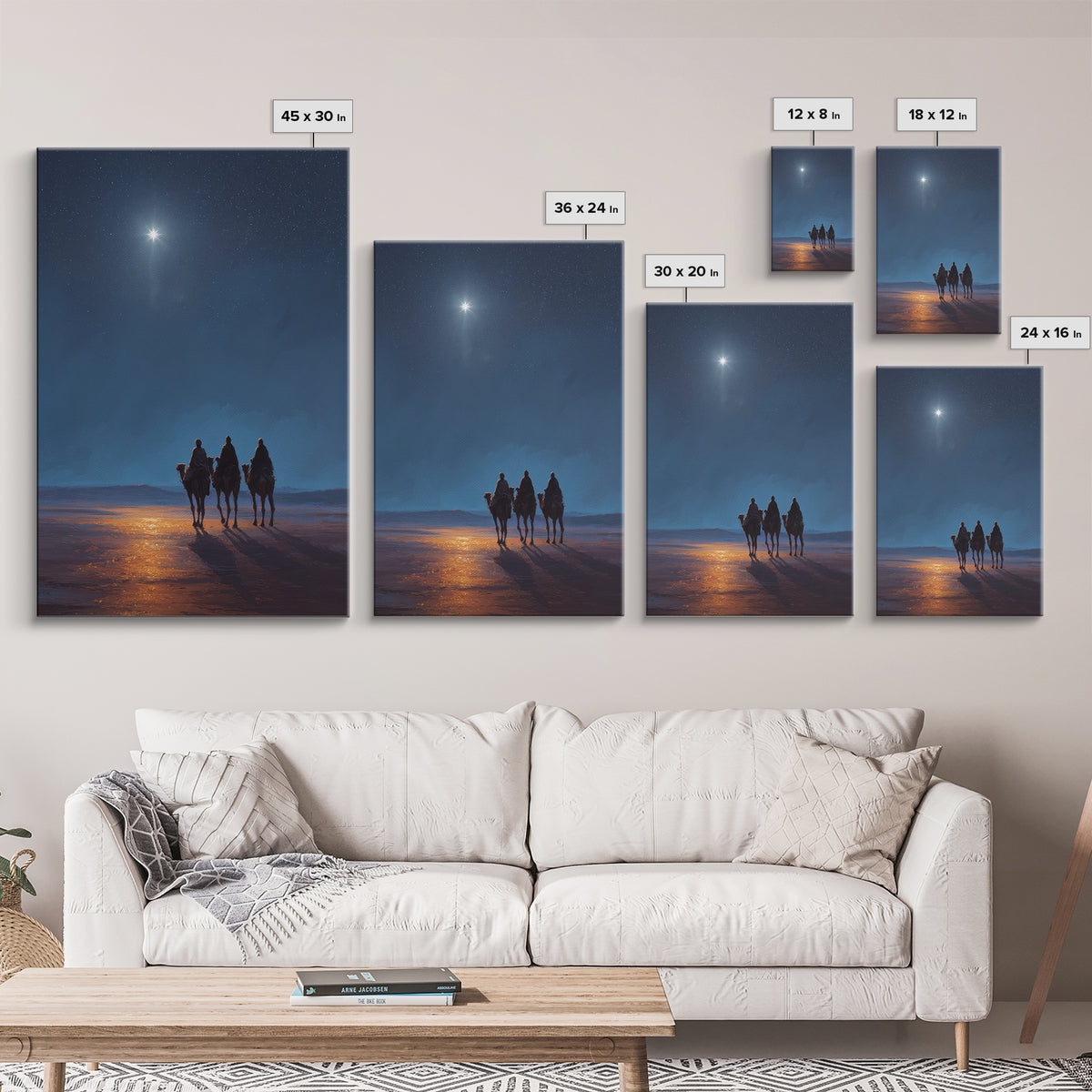 Night of Promise, Framed Canvas Print, Christian Wall Art, Modern Christian Art, Jesus Christmas Art, Christmas Canvas Wall Art, Christian