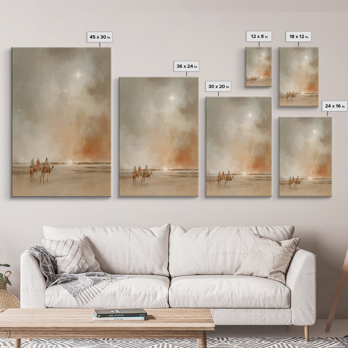 Three Kings Dawn – Framed Canvas Print – Christian Art Canvas – Christmas Wall Art – Jesus Painting – Christian Christmas Decor – Christian