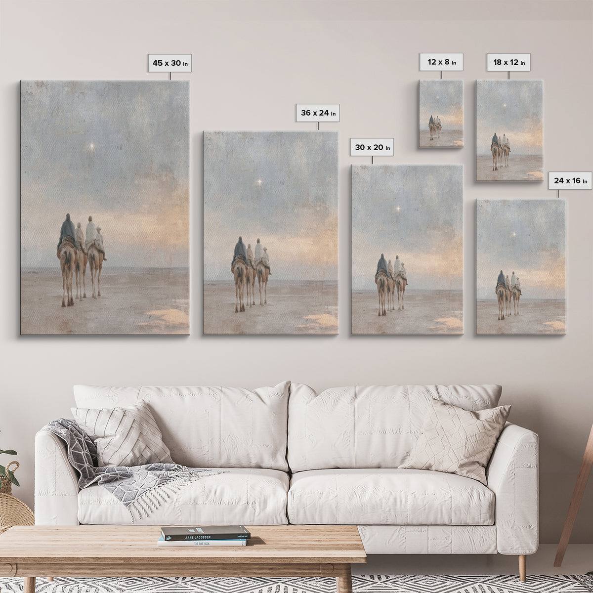 Bethlehem Moonrise, Framed Canvas Print, Christian Art Canvas, Christmas Wall Art, Jesus Painting Canvas, Christian Christmas Art, Modern C