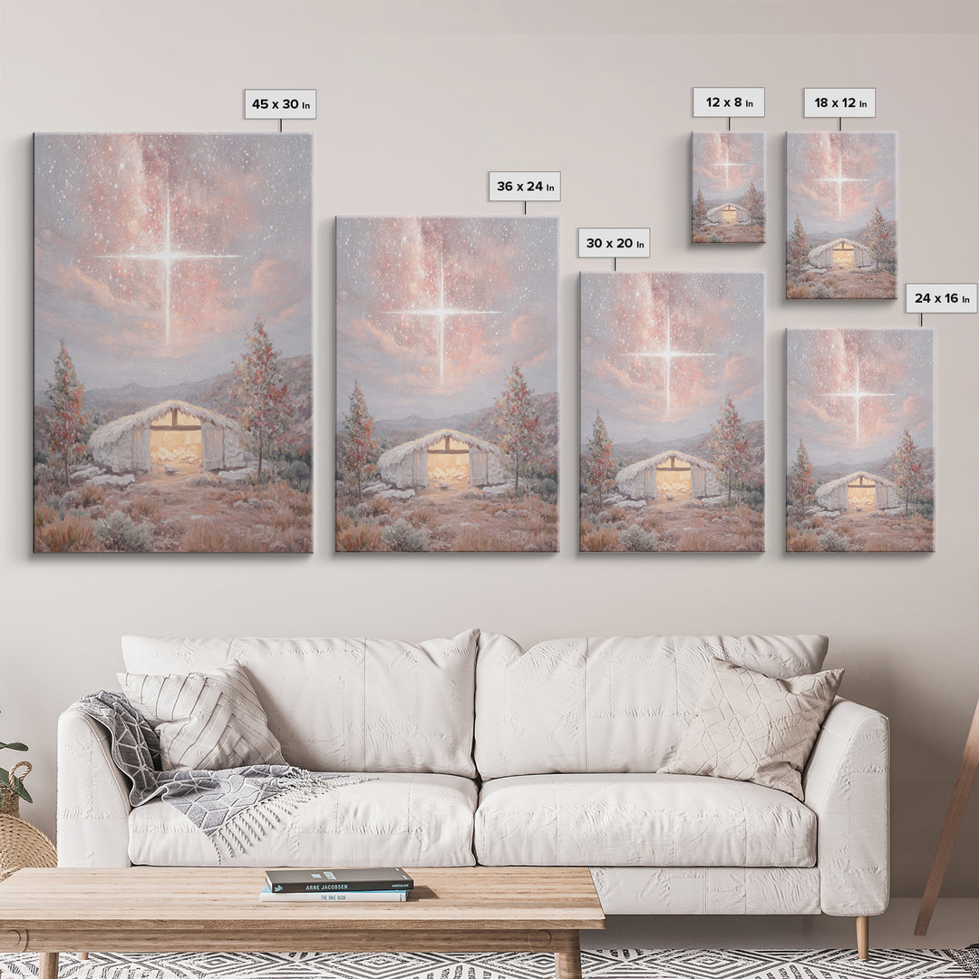 Manger Glory | Framed Canvas Print | Christian Christmas Art | Christian Wall Art | Jesus Art Print | Christmas Art Work | Christian Decora