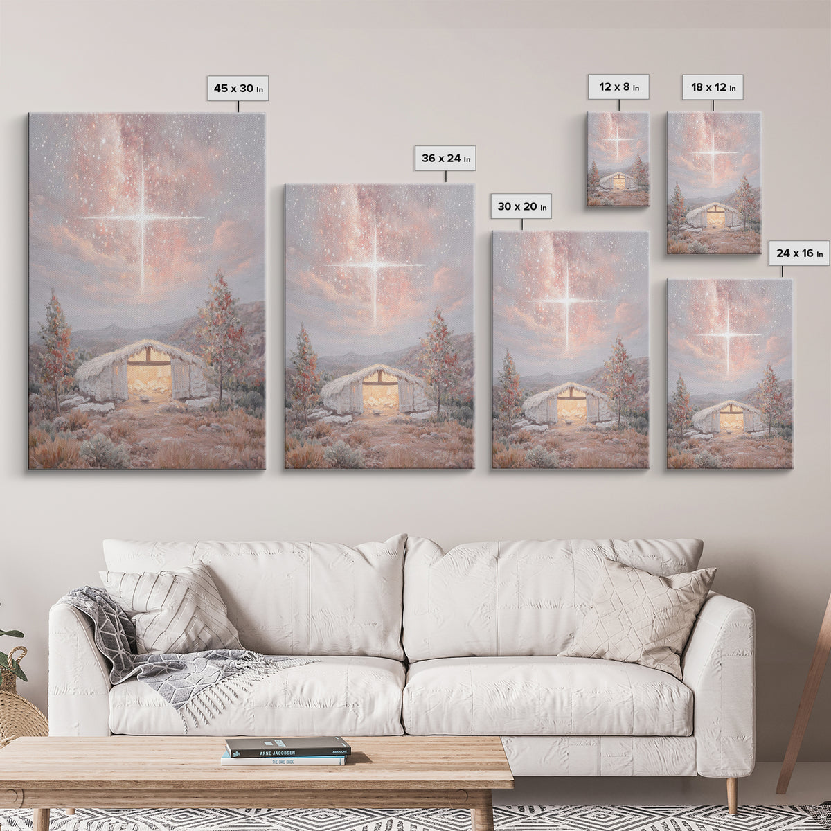 Manger Glory | Framed Canvas Print | Christian Christmas Art | Christian Wall Art | Jesus Art Print | Christmas Art Work | Christian Decora