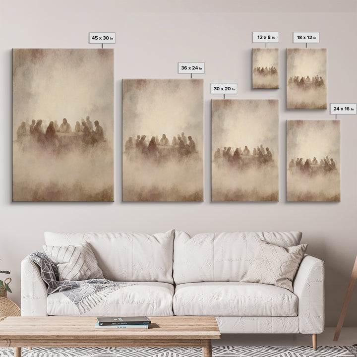 Supper In The Mist, Framed Canvas Print, Christian Wall Art, Jesus Art Print, Christian Art Canvas, Subtle Christian Art, Christian Gift Id
