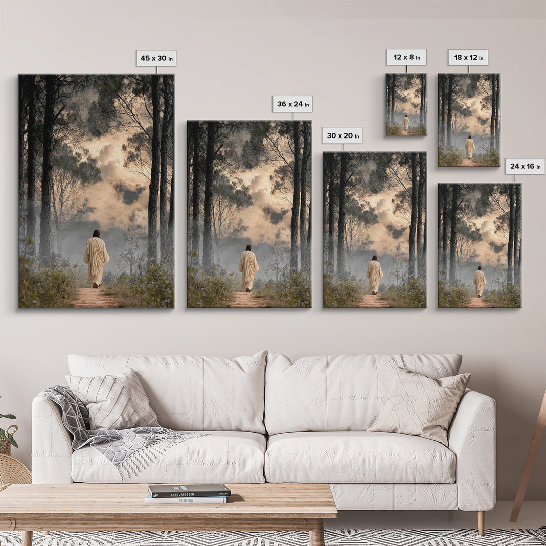 Forest Reverence | Framed Canvas Print | Christian Art Canvas | Jesus Painting | Christian Wall Art | Moody Christian Art | Christian Gift