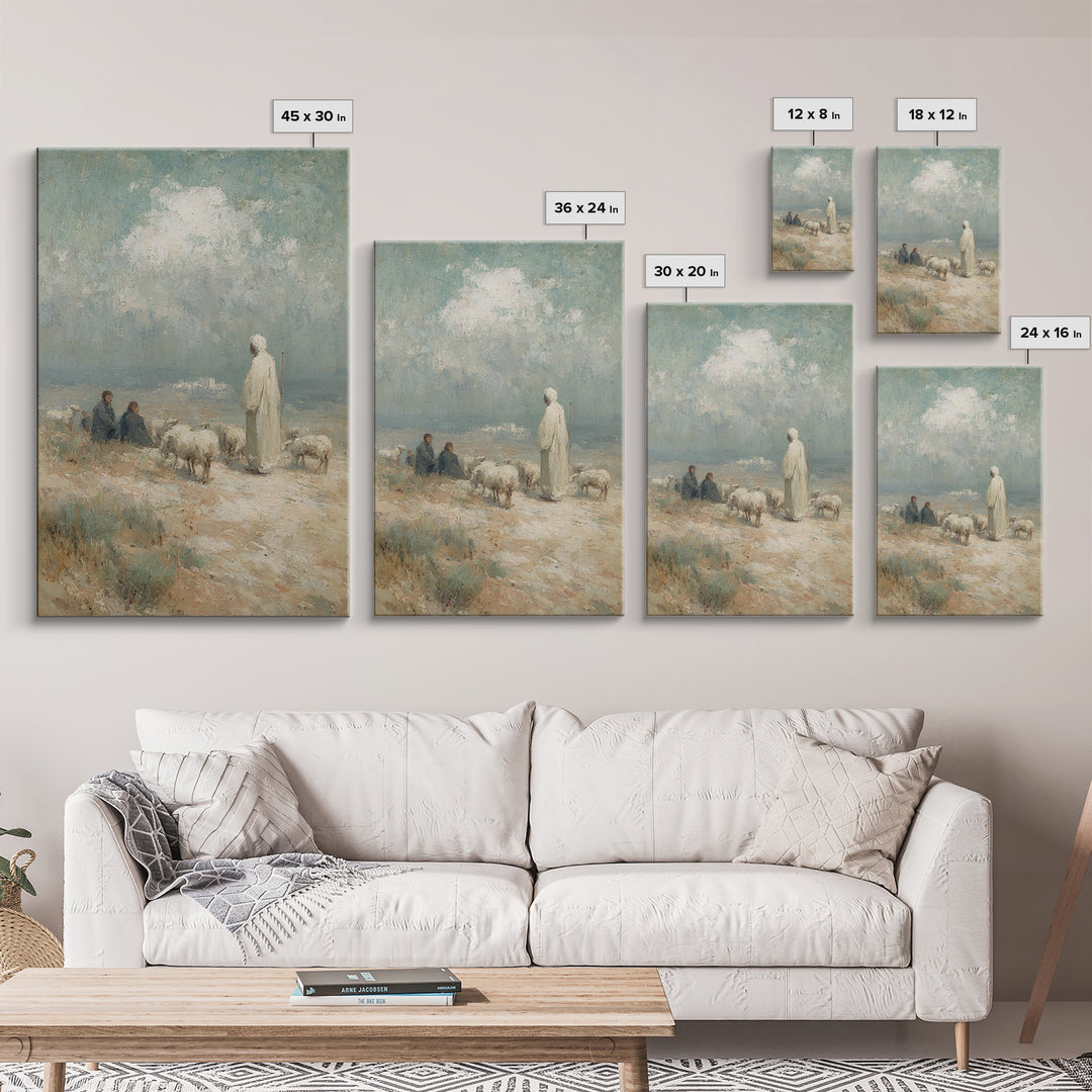 Shepherd’s Calling – Framed Canvas Print – Christian Art Canvas – Christian Wall Art – Christian Painting – Vintage Christian Art – Christi