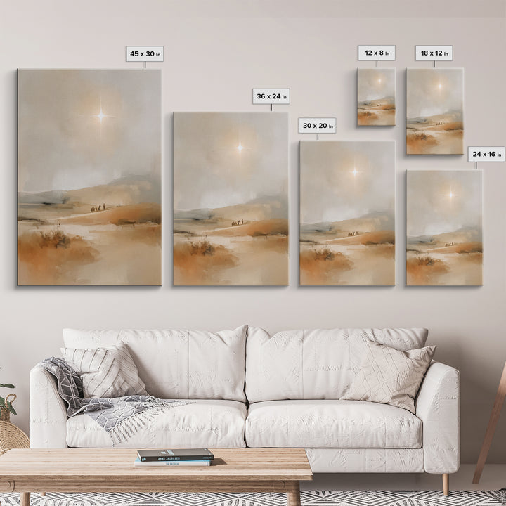 Desert Light Journey – Framed Canvas Print – Christian Art – Christmas Canvas Wall Art – Christian Painting – Jesus Christmas Art