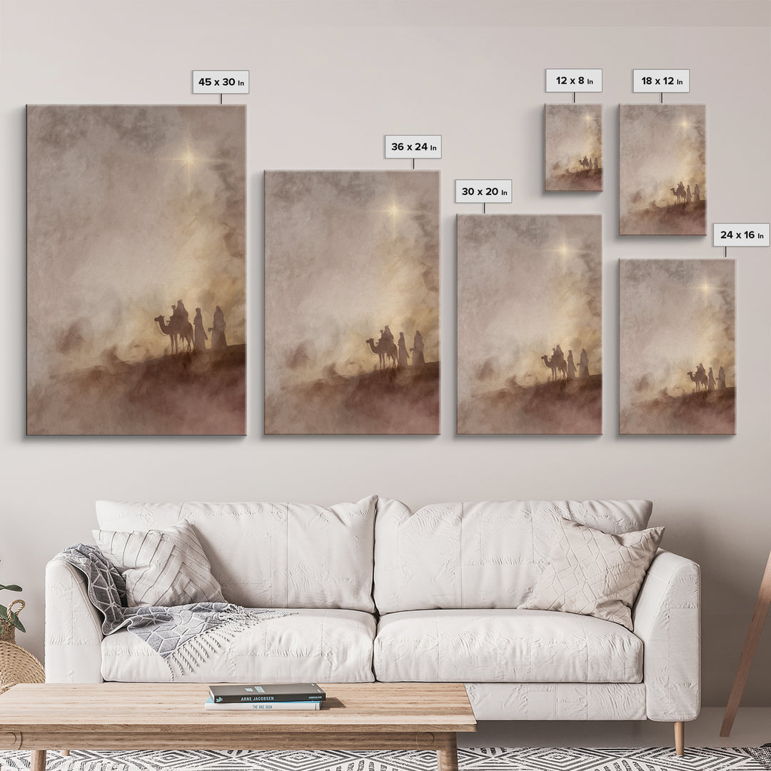 Holy Desert Star – Framed Canvas Print – Christian Christmas Art – Christian Art Canvas – Christian Decor For Home – Jesus Painting
