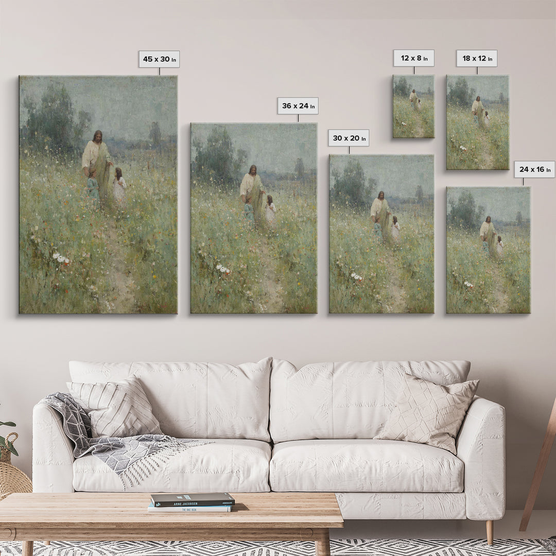 Fields Of Grace , Framed Canvas Print, Christian Art Canvas, Christian Wall Art, Jesus Painting, Christian Gift Ideas, Christian Christmas