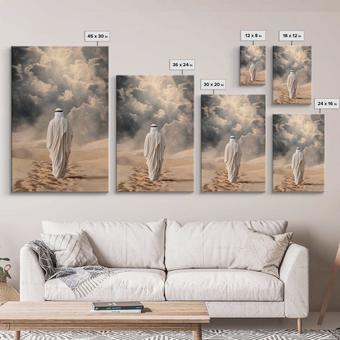 Desert Walk Light – Framed Canvas Print – Christian Art Canvas – Christian Wall Art – Jesus Painting – Modern Christian Art – Christian Gif