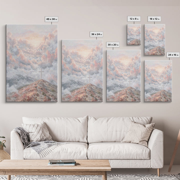 Heavenly Cross Peak – Framed Canvas Print – Christian Wall Art – Christian Art Print – Modern Christian Art – Christmas Art Prints – Christ