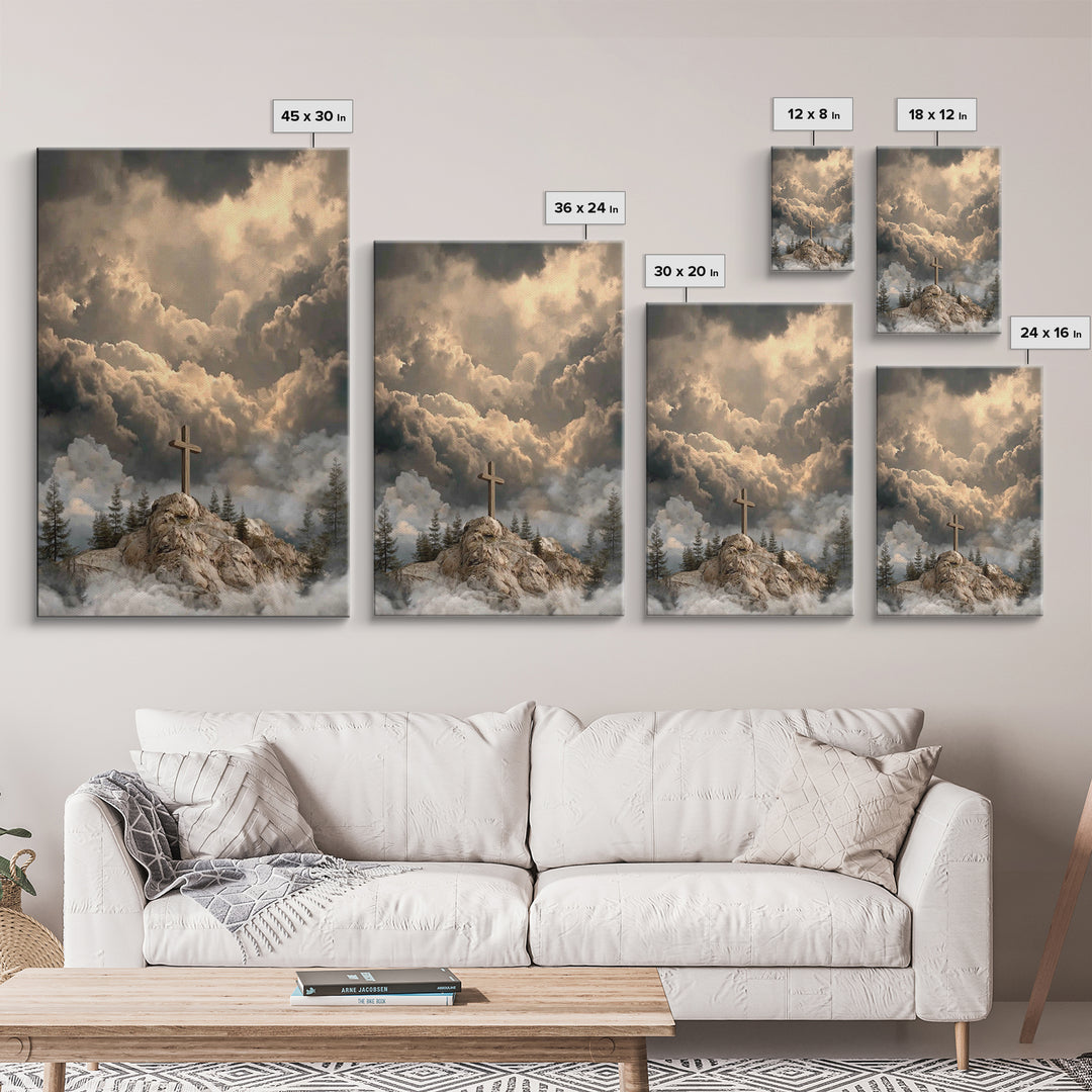 Light Over Zion – Framed Canvas Print – Christian Wall Art – Christian Art Work – Subtle Christian Paintings – Moody Christmas Art – Christ