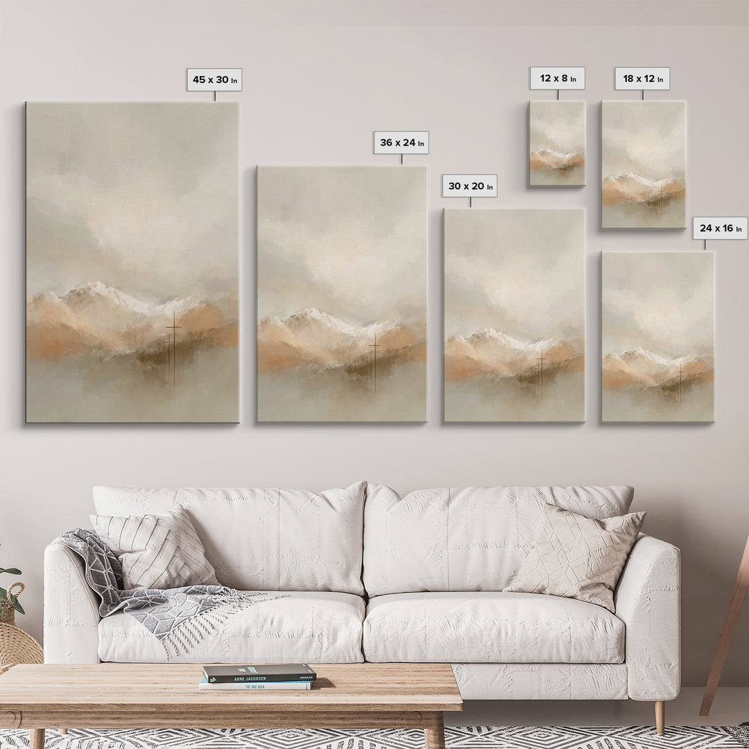 Cloudborne Mercy – Framed Canvas Print – Christian Wall Art – Christian Art Canvas – Blue Christian Art – Modern Christian Painting – Chris