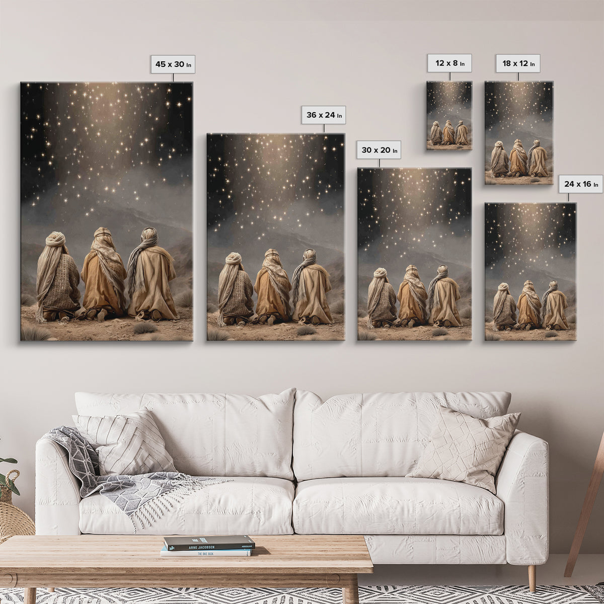 Guiding Star Night – Framed Canvas Print – Christian Christmas Art – Christian Wall Art – Christmas Art Framed – Retro Christmas Art – Chri
