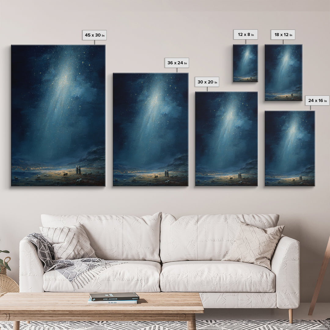 Night Of Promise | Framed Canvas Print | Christian Wall Art | Christian Christmas Art | Christmas Wall Art | Christian Art Canvas | Moody C