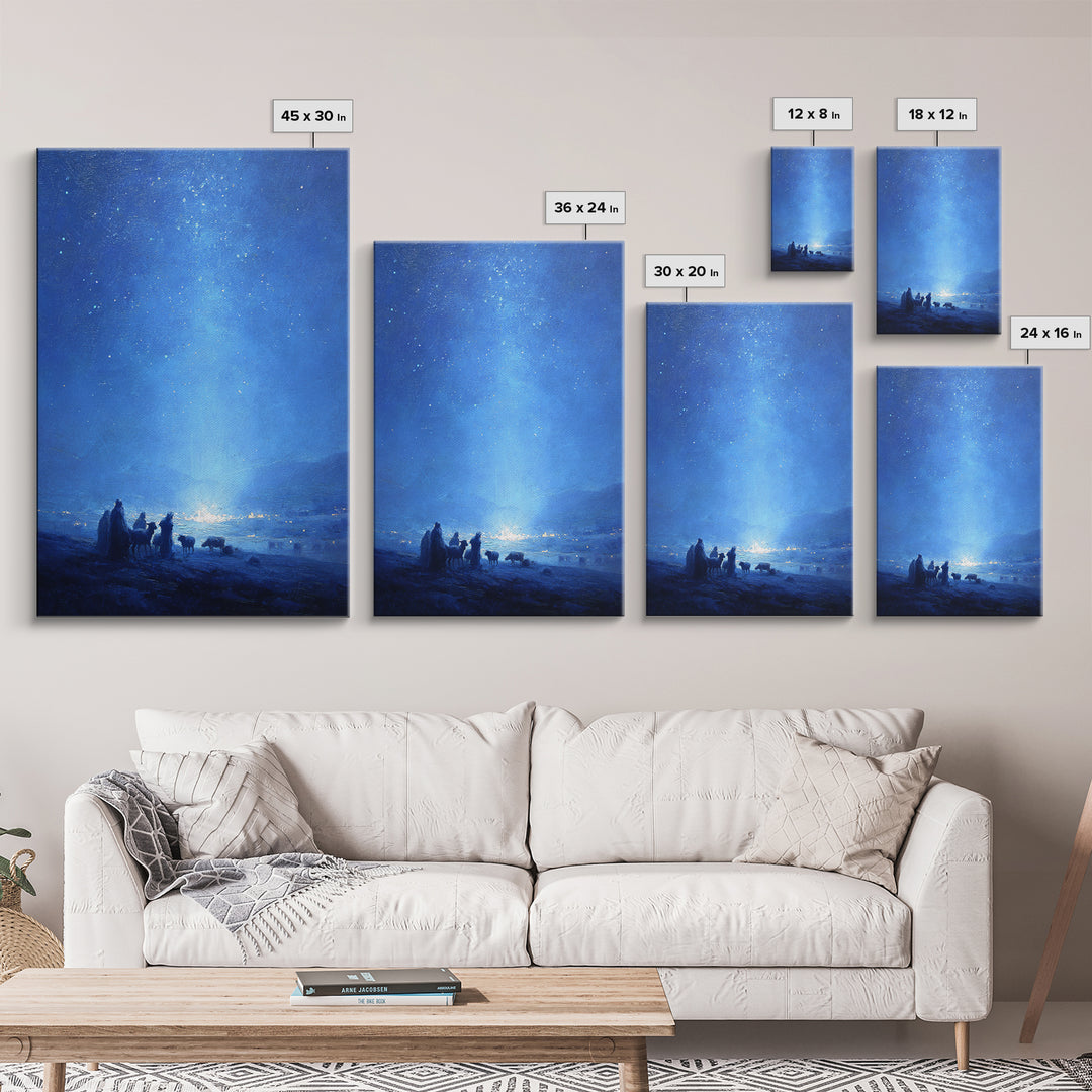 Bethlehem Blue – Framed Canvas Print – Christian Wall Art – Christian Christmas Art – Christmas Canvas Wall Art – Blue Christian Art – Chri