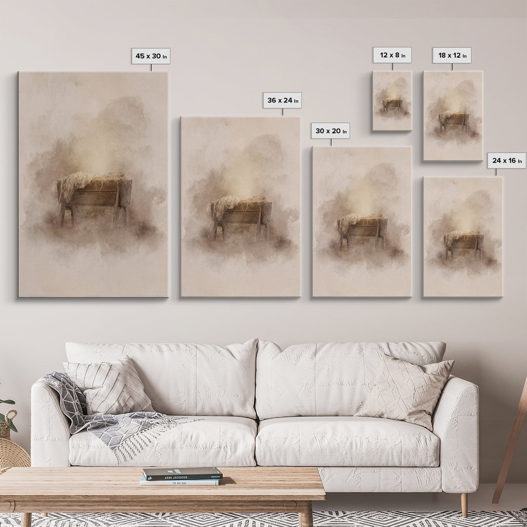 Silent Manger – Framed Canvas Print – Christian Wall Art – Christian Art Canvas – Christmas Art – Subtle Christian Art – Christian Decorati