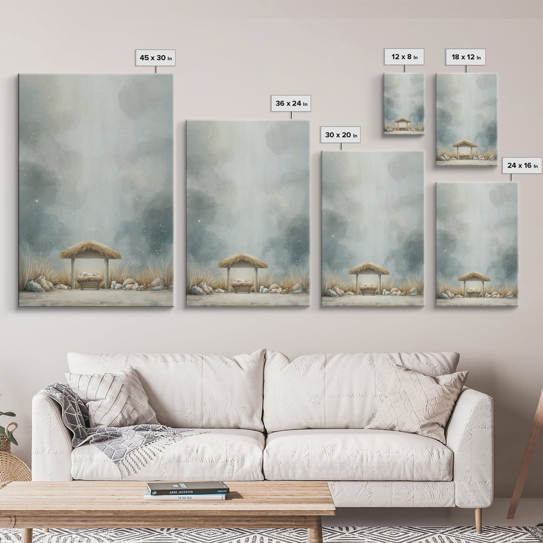 Heavenly Manger Light – Framed Canvas Print – Christian Wall Art – Christian Art Canvas – Christmas Art – Christian Decor – Jesus Art