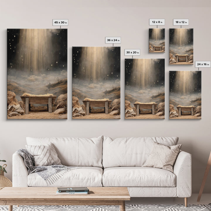 Star of Bethlehem Glow – Framed Canvas Print – Christian Art Canvas – Jesus Art – Christian Wall Art – Christmas Art – Christian Decor