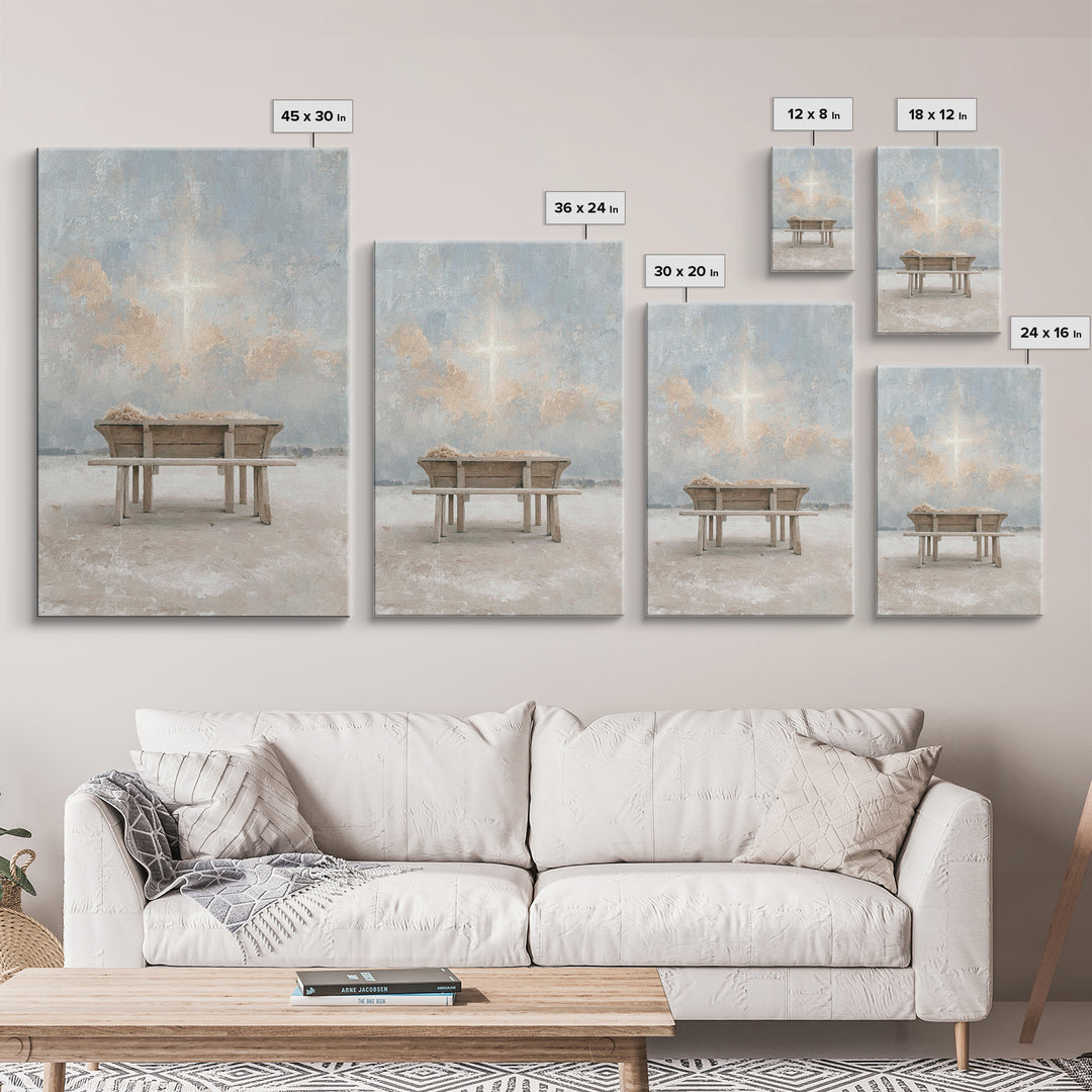 Divine Dawn Promise – Framed Canvas Print – Christmas Art – Christian Wall Art – Jesus Art – Christian Decor – Christian Art Canvas