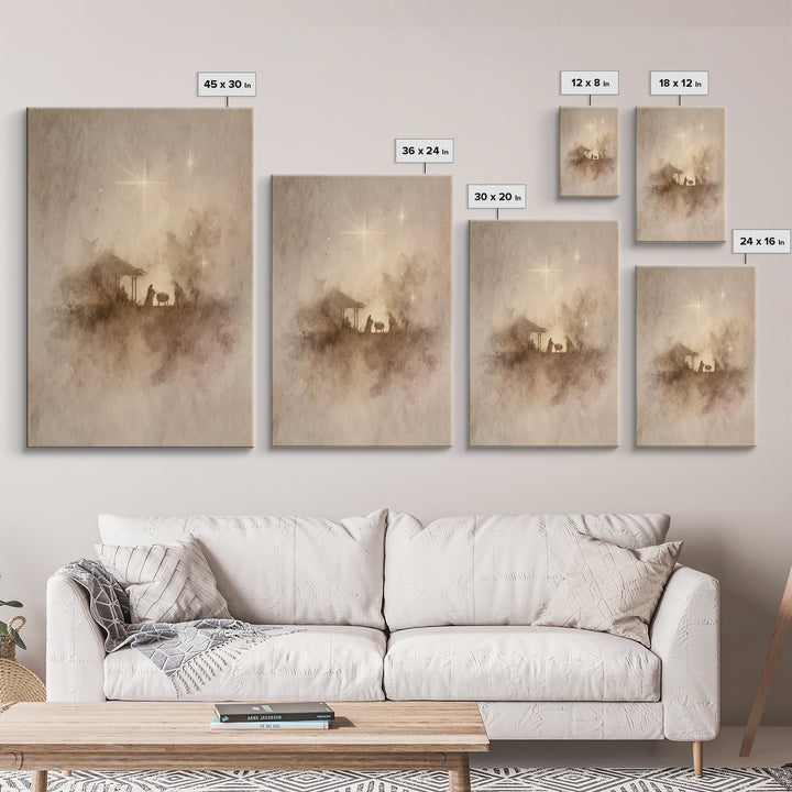 Adoration Starrise – Framed Canvas Print – Christmas Art – Christian Art Canvas – Christian Decor – Jesus Art – Christian Wall Art