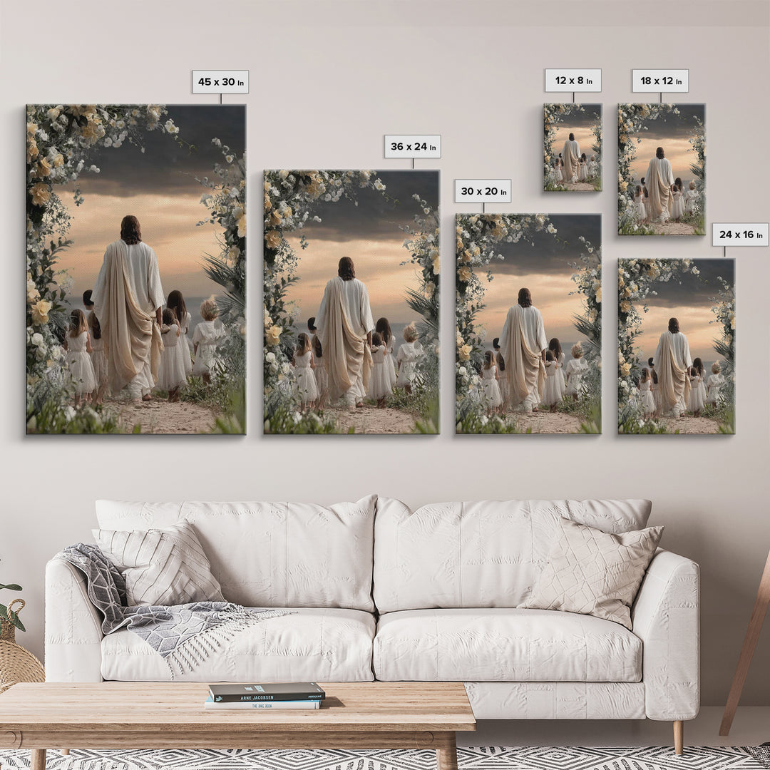 Heaven’s Gentle Walk – Framed Canvas Print – Jesus Painting – Christian Wall Art – Christian Art Canvas – Christian Decor – Christian Art