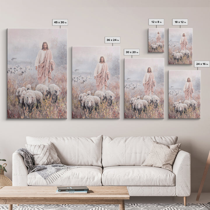 Morning Shepherd Path, Framed Canvas Print, Christian Art Canvas, Christian Wall Art, Christian Painting, Pastoral Scenery, Christian Decor