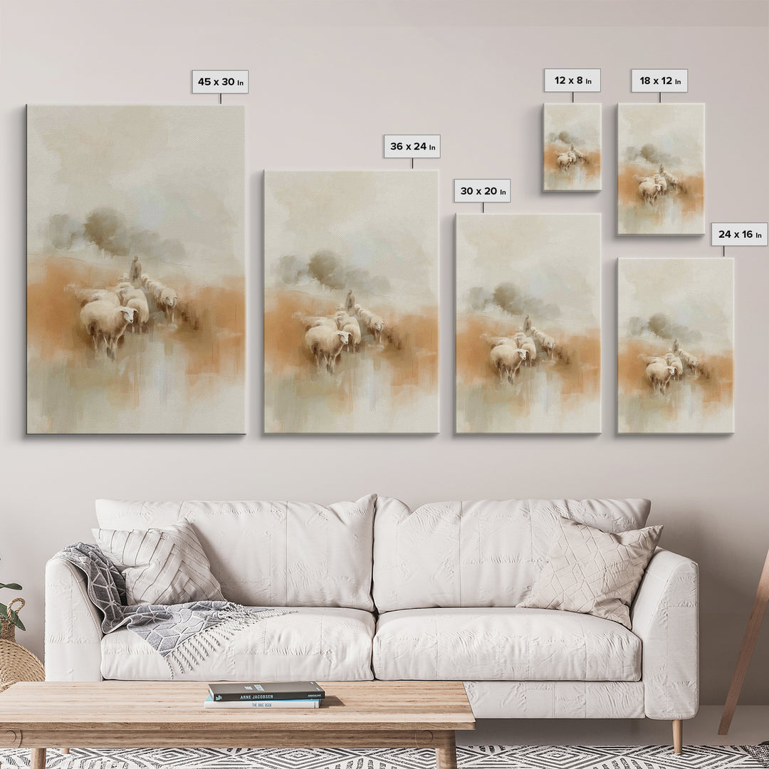 Guardian Of The Flock | Framed Canvas Print | Jesus Painting | Christian Wall Art | Christian Art Canvas | Christian Decor | Christian Chri