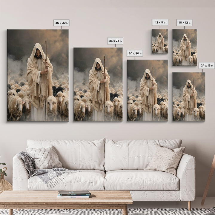 Eternal Shepherd Peace – Framed Canvas Print – Christian Art Canvas – Christian Wall Art – Jesus Painting – Christian Decorations – Christi