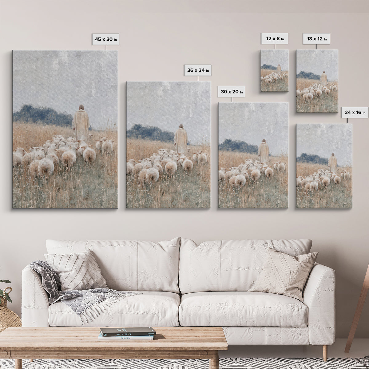 Shepherds Of Grace – Framed Canvas Print – Christian Wall Art – Modern Christian Painting – Jesus Art Print – Christian Decorations – Chris