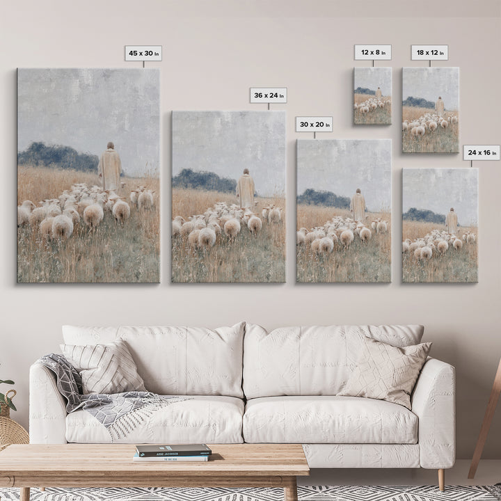 Shepherds Of Grace – Framed Canvas Print – Christian Wall Art – Modern Christian Painting – Jesus Art Print – Christian Decorations – Chris