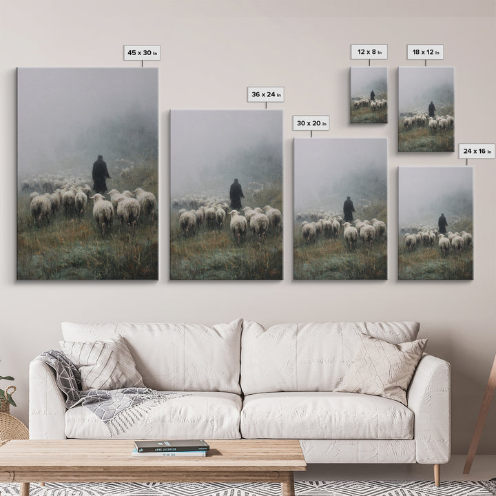 Still Pasture Calm, Framed Canvas Print, Christian Art Work, Large Christian Art, Jesus Painting, Christian Art Canvas, Christian Gift Idea
