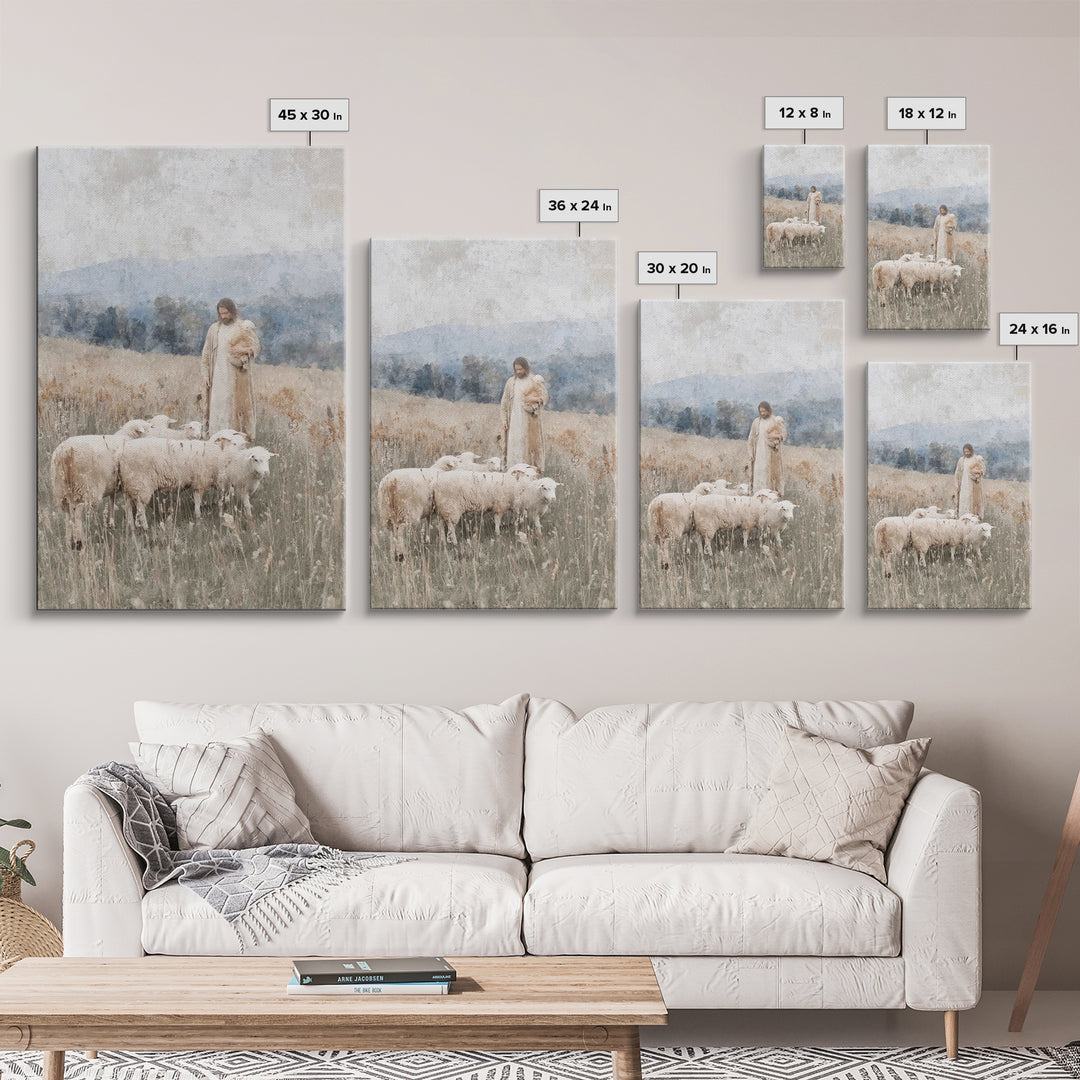 Shepherds Of Peace – Framed Canvas Print – Christian Wall Art – Jesus Painting – Christian Decor – Pastoral Scenery – Christian Art Canvas