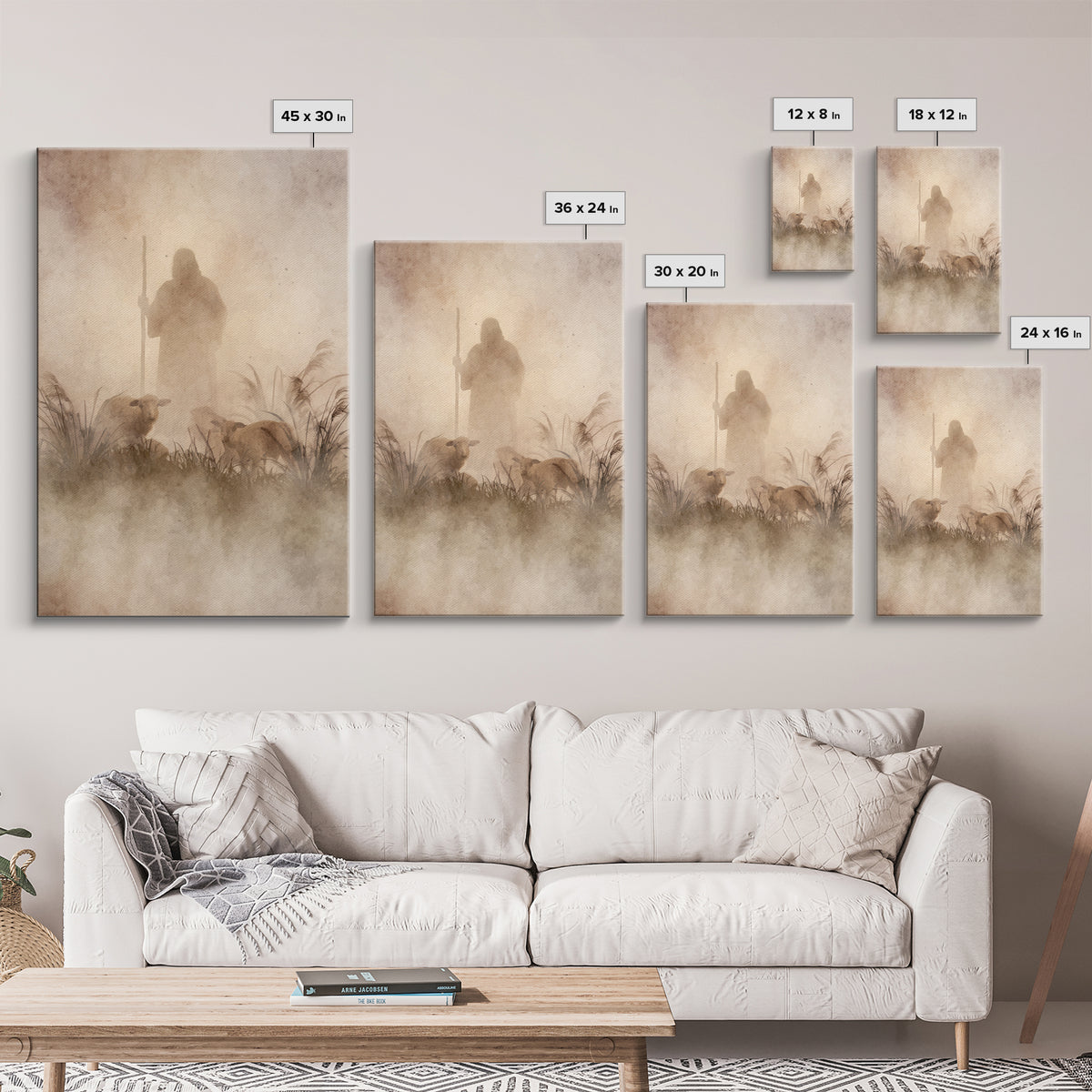 Guardian In The Mist | Framed Canvas Print | Christian Art Canvas | Jesus Painting | Moody Christian Art | Christian Wall Art | Subtle Chri