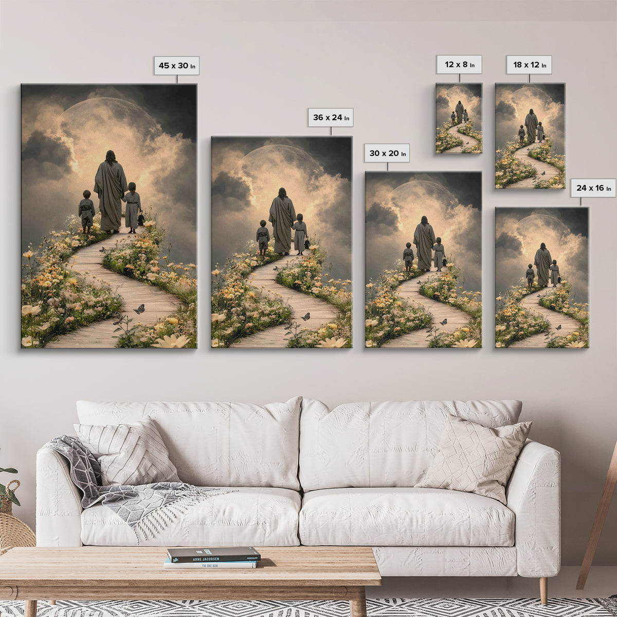 Pathway Of Light | Framed Canvas Print | Christian Wall Art | Jesus Painting | Christian Christmas Art | Christian Art Canvas | Christian D