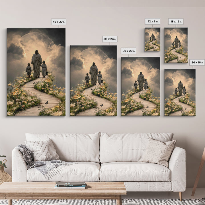 Pathway Of Light | Framed Canvas Print | Christian Wall Art | Jesus Painting | Christian Christmas Art | Christian Art Canvas | Christian D