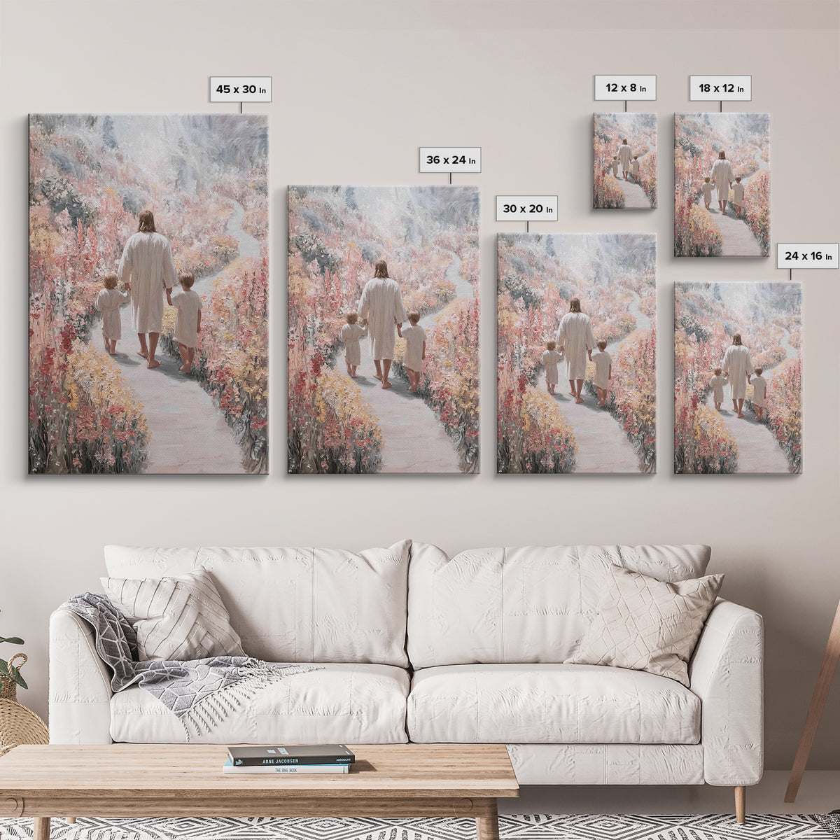 Wildflower Journey, Framed Canvas Print, Christian Art Canvas, Christian Wall Art, Jesus Painting, Subtle Christian Art, Christian Decorati