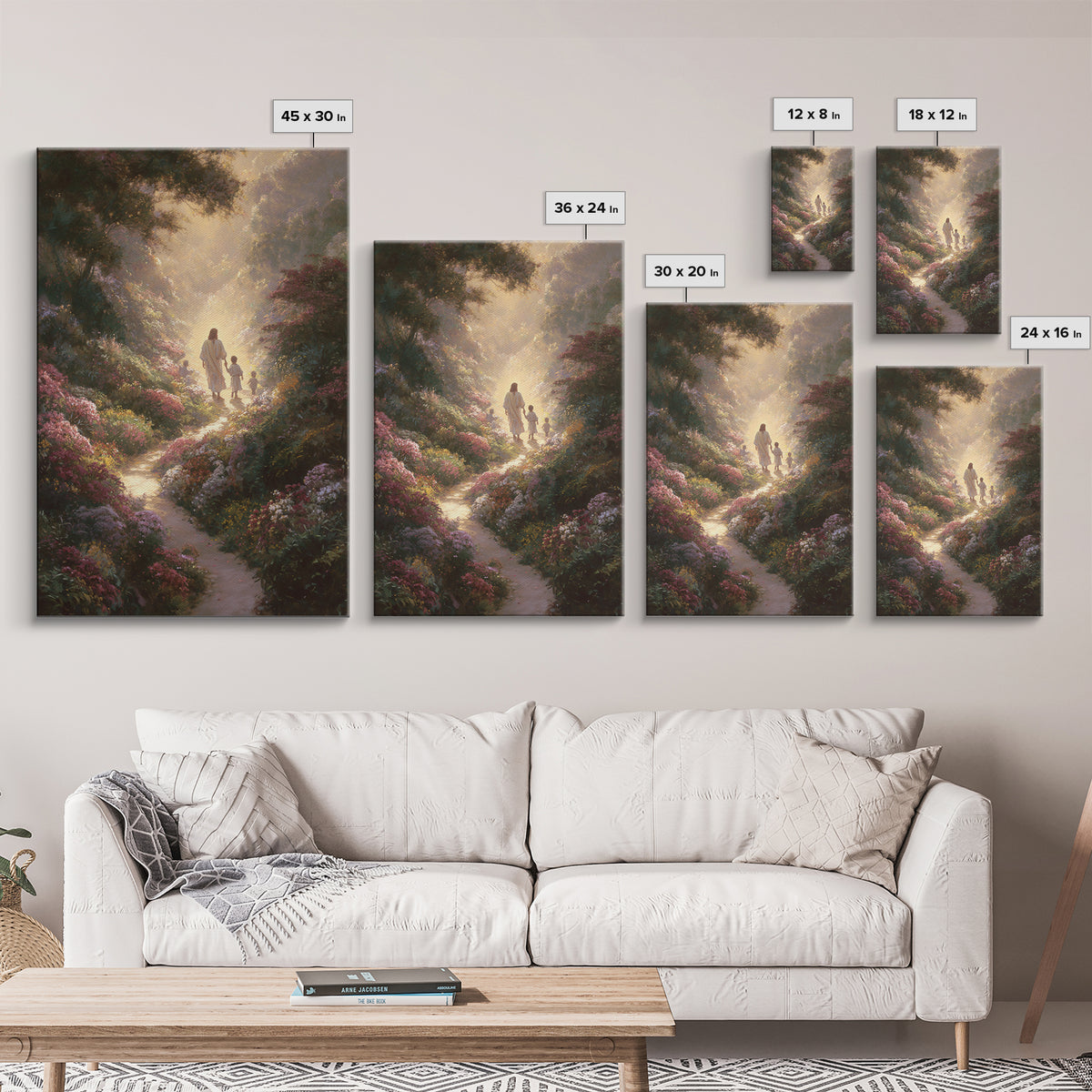 Footsteps Of Heaven | Framed Canvas Print | Christian Christmas Art | Jesus Painting | Christian Wall Art | Christian Art Canvas | Christma