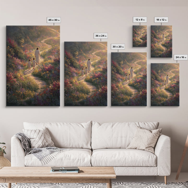 Eternal Bloom Path, Framed Canvas Print, Christian Wall Art, Jesus Painting, Christian Art Canvas, Christian Christmas Art, Christian Decor